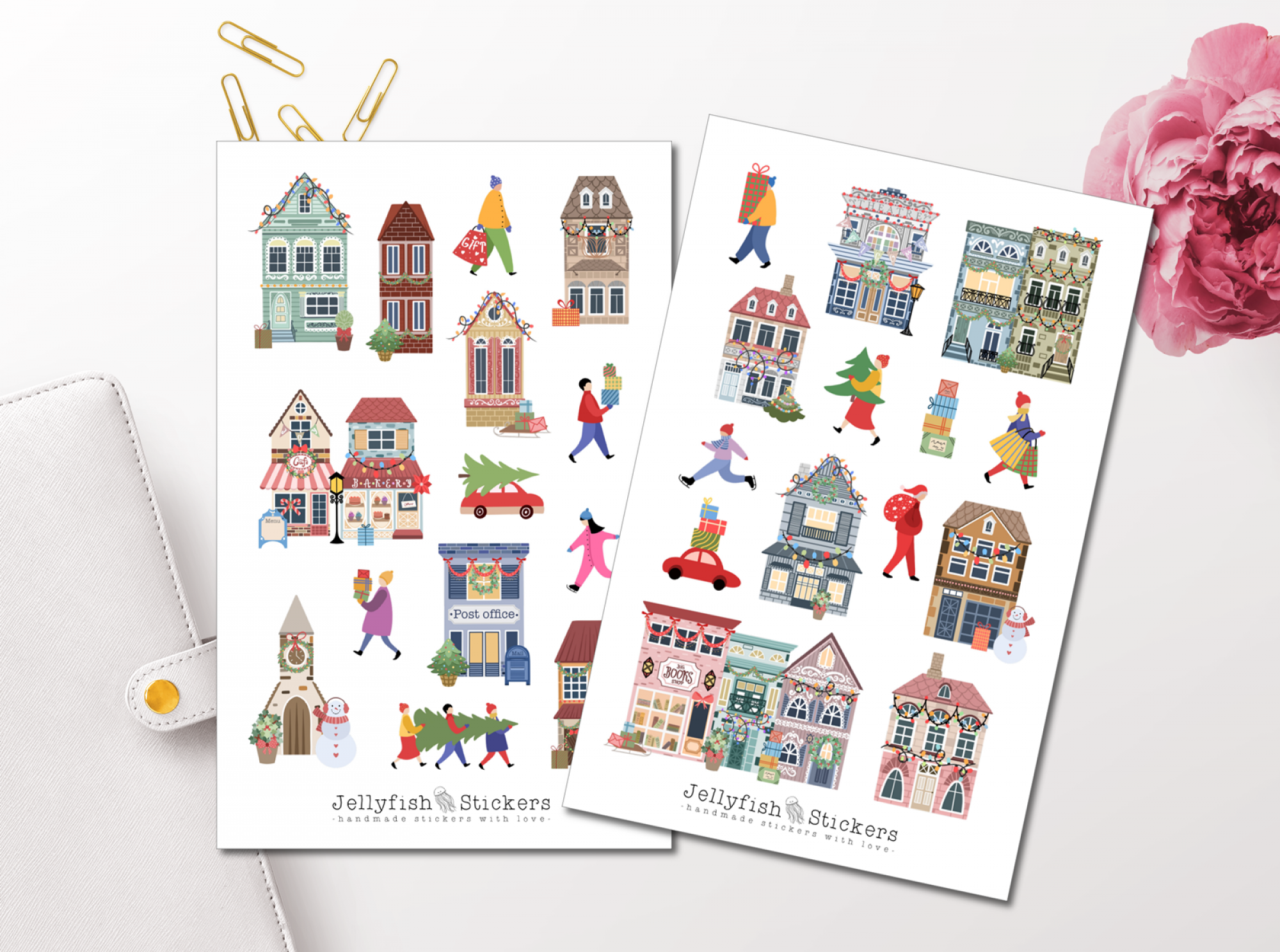 Weihnachten Stadt Sticker Set